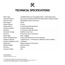 Germ-Fogger Shoulder Sling Specifications - 2